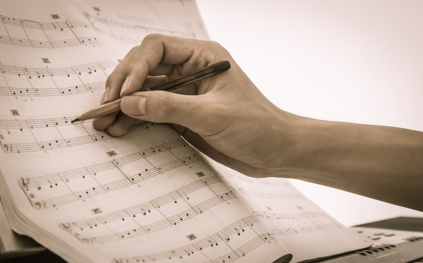 Hand Writing on Sheet Music 